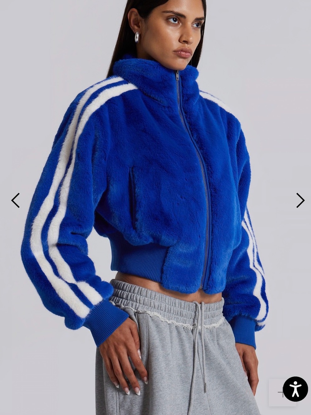Jaded London Challenger faux fur Plush Zip-Up Jacket in cobalt Blue